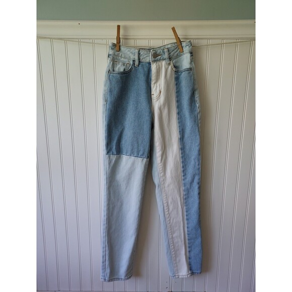 Pacsun Womens Hopper Mom Jean 22 Color‎ Block High Rise Patchwork Jeans - Picture 1 of 9